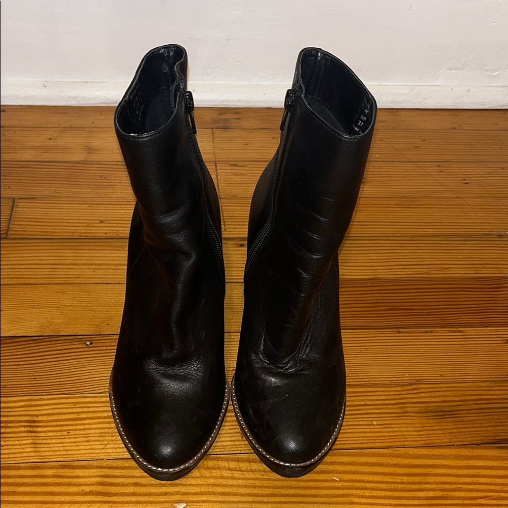 Black Leather Ankle Boots